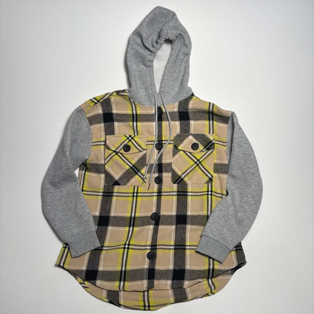 Women’s Medium Hoodie Ultra Flirt Plaid Yellow Flannel
